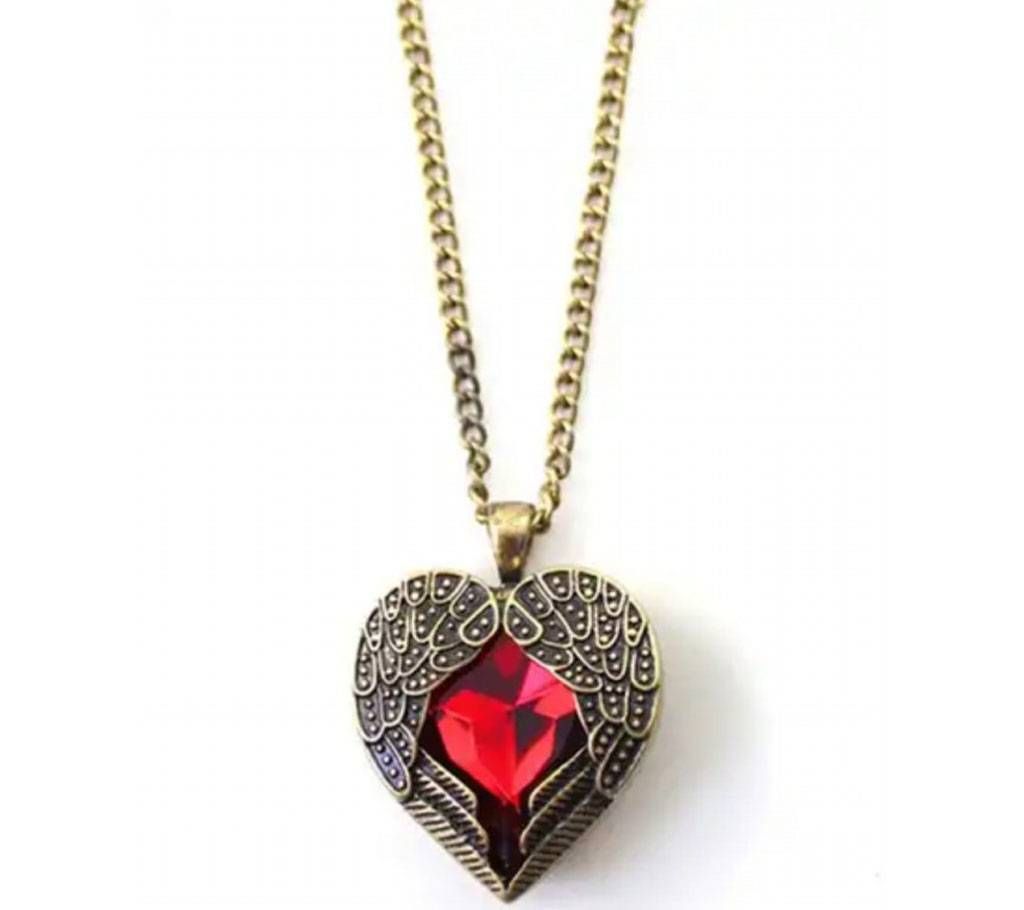 Chia Fashion Ruby Heart Long Pendent Set (by Pink Point - CHIA81)