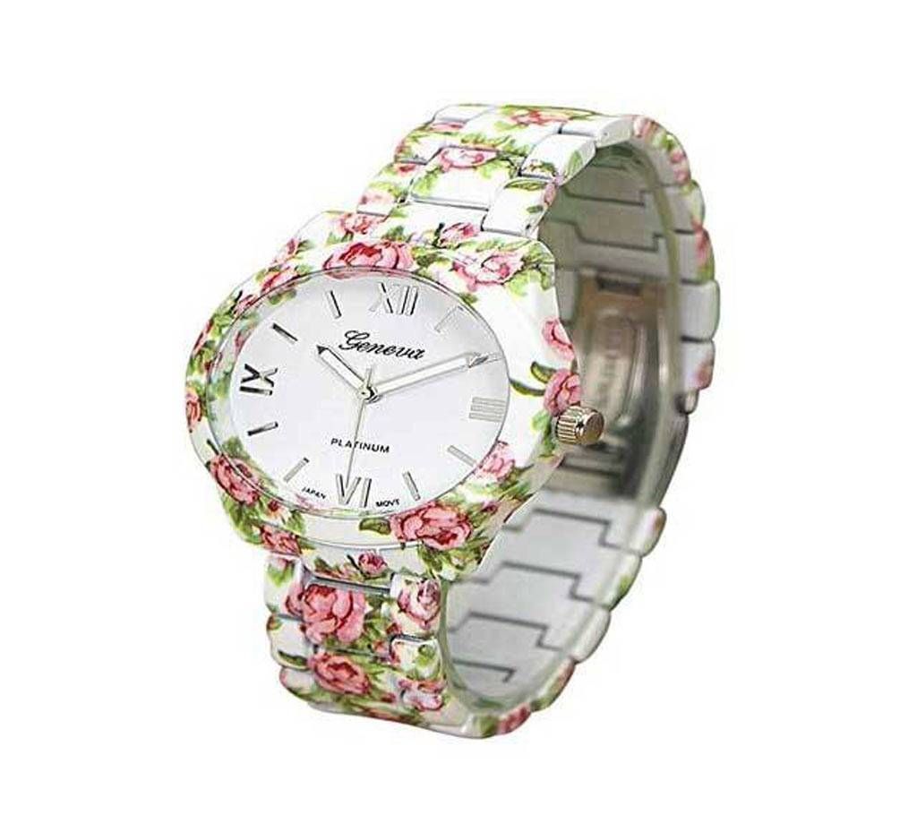 Simulated-ceramics Analog Watch for Women - White