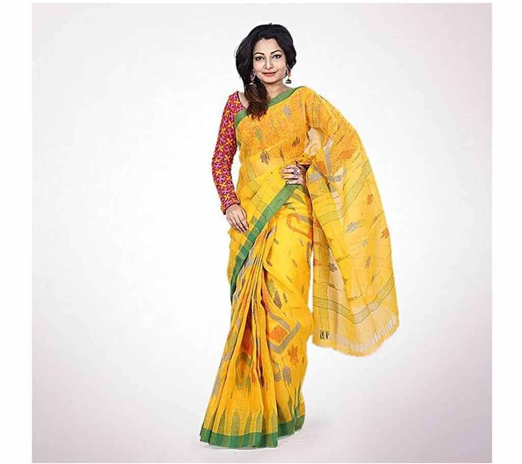 Indian Monipuri Tant Saree (Yellow)