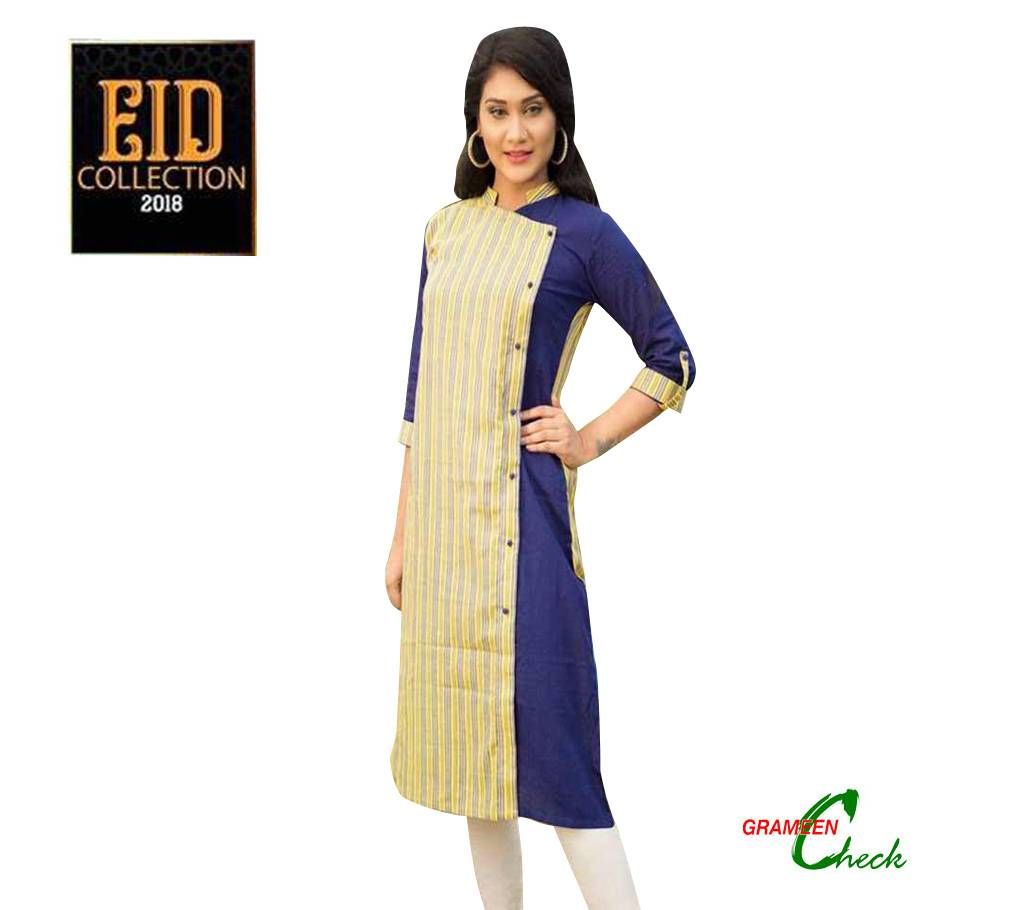 Grameen Check Multi-Color Cotton Kurti for Women