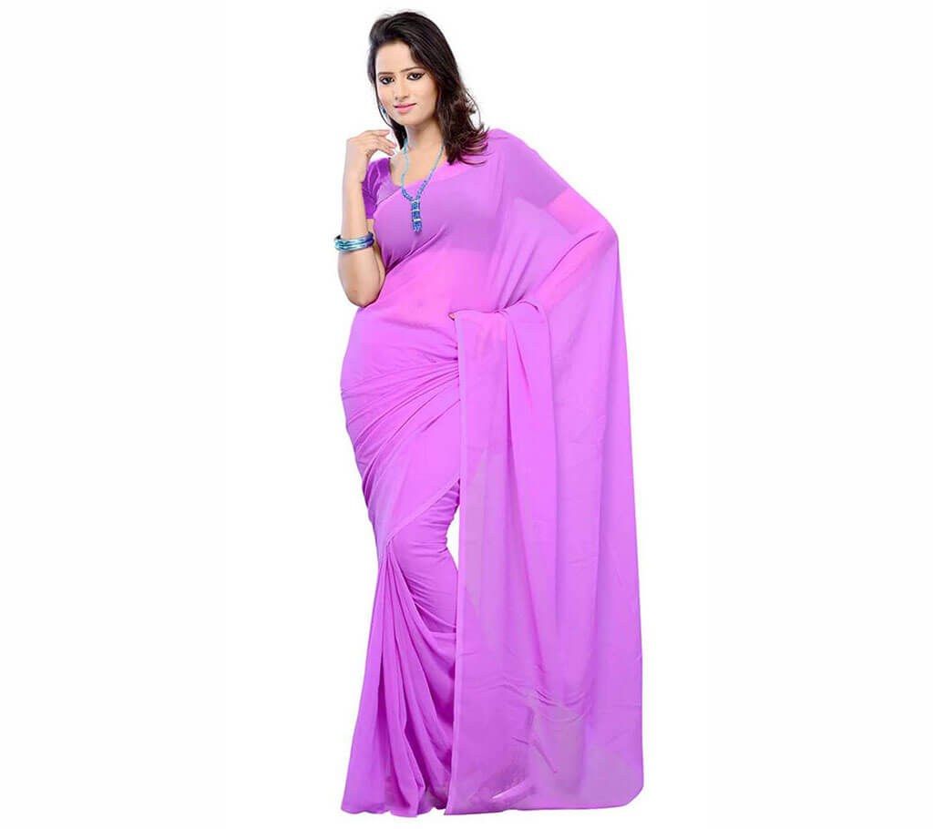 Indian plum Soft Plain Georgette plain design Saree