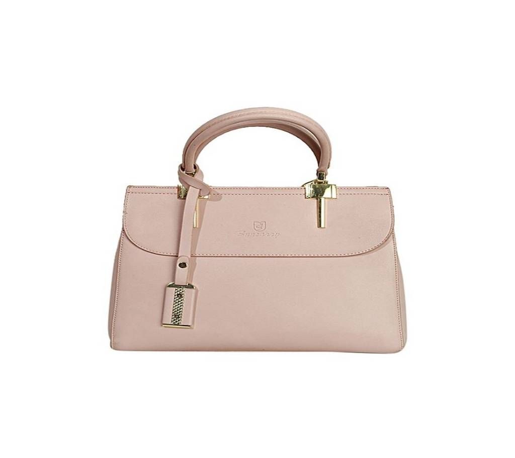 LIGHT PINK SYNTHETIC HAND BAG FOR WOMEN