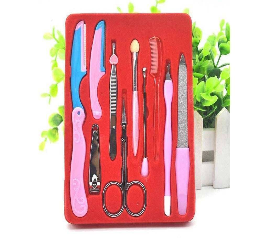 Steel Manicure Box and Eye Brao Grooming Kit