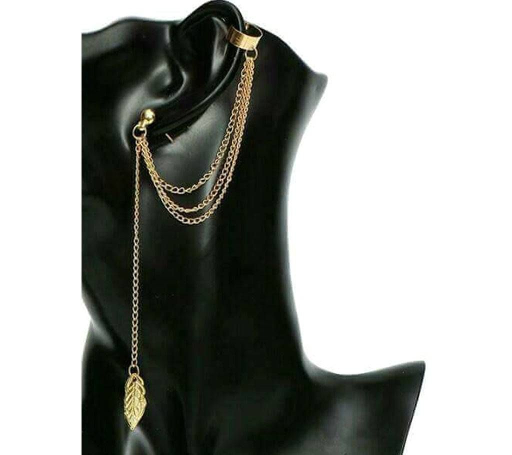 Leaf Chain Clip Earring