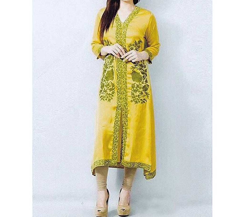 Unstitched Green Cotton Block Printed Shalwar Kameez For Women