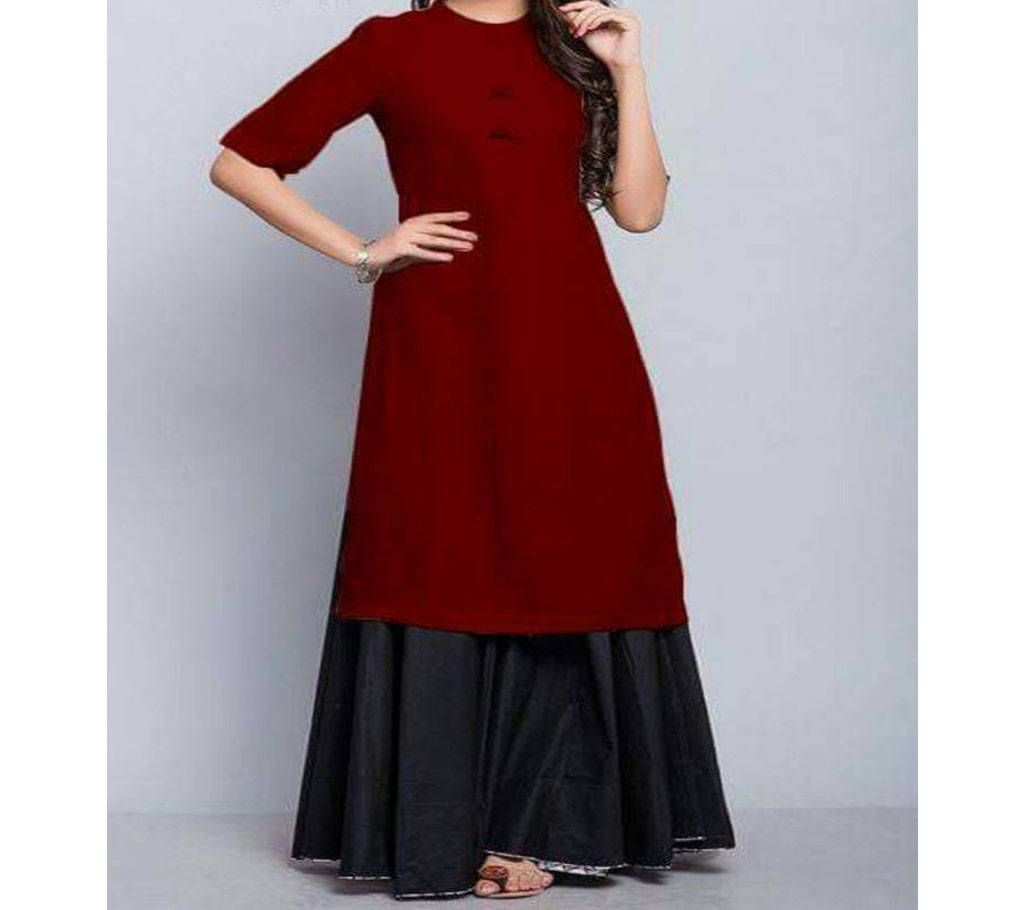 Buttersilk Stiched Kurti with Skirt