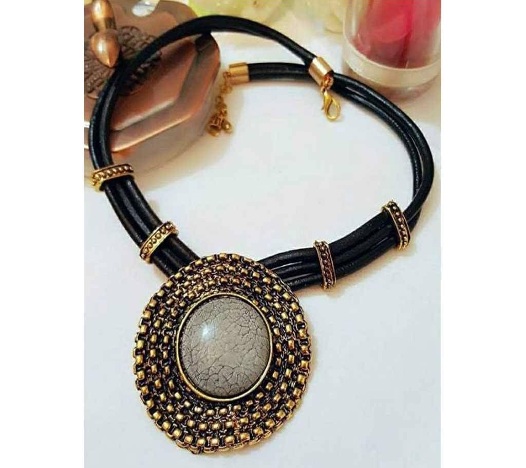 Black and Golden Metal Necklace for Women