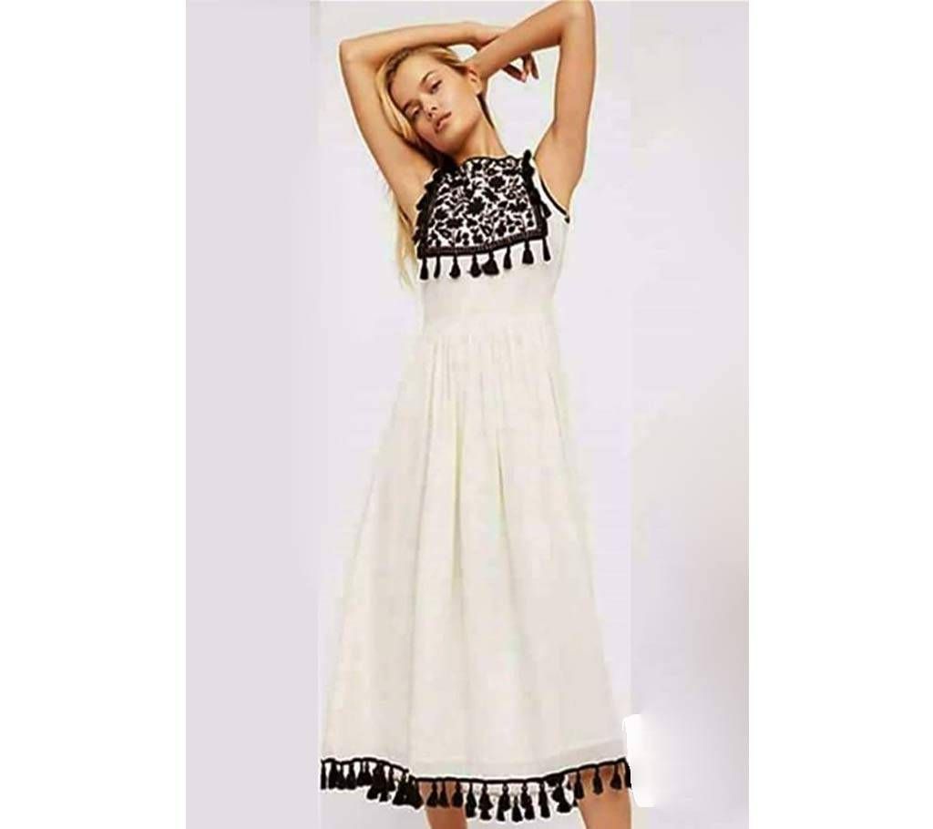 Unstitched White Georgette Kurti for Women