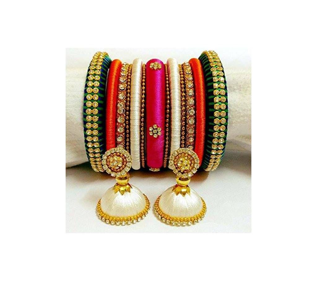 Threaded Churi (13 Pieces) and Ear Ring (1 Pair)