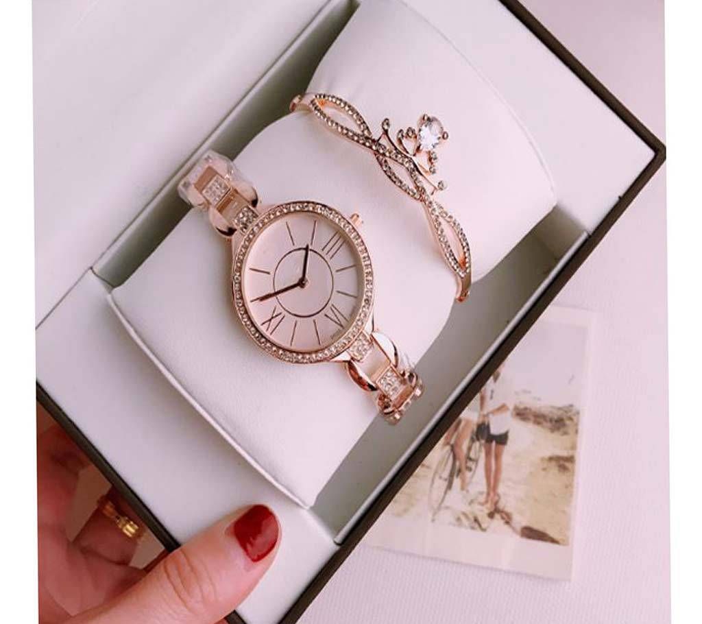 Swarovski Rose Gold Ladies Watch with Bracelet