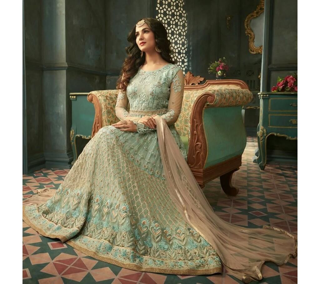 Semi Stitched indian weightless Georgette Embroidery Gown for women
