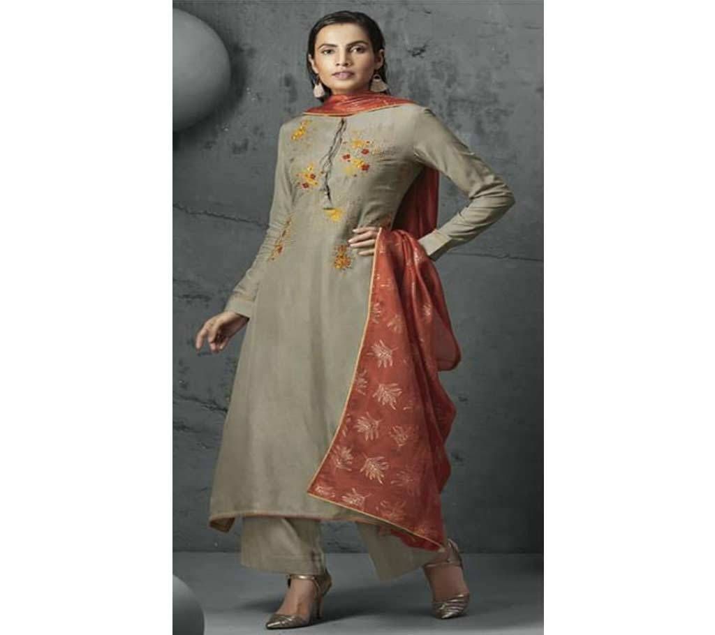 Unstitched Silk Salwar Suit - 185