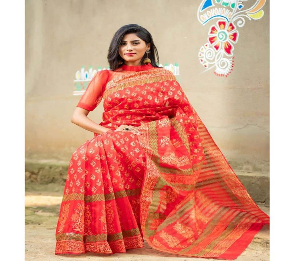 Hand Printed Boishakhi Cotton Sharee