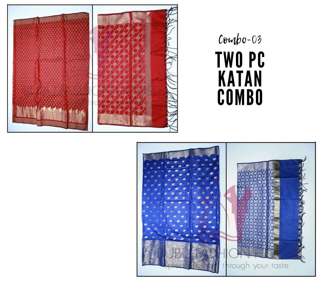 Unstitched Soft Indian katan 2 Piece - Combo