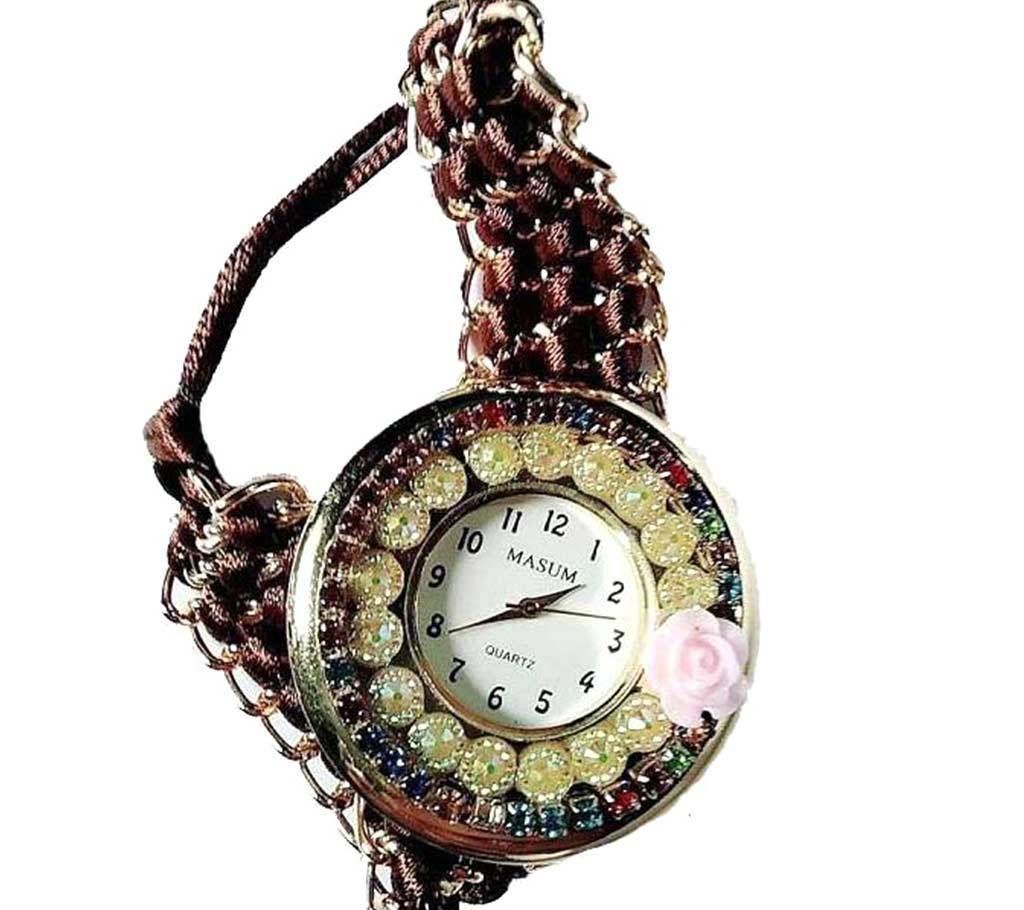 Ladies Bracelet Type Wrist Watch - Coffee Color