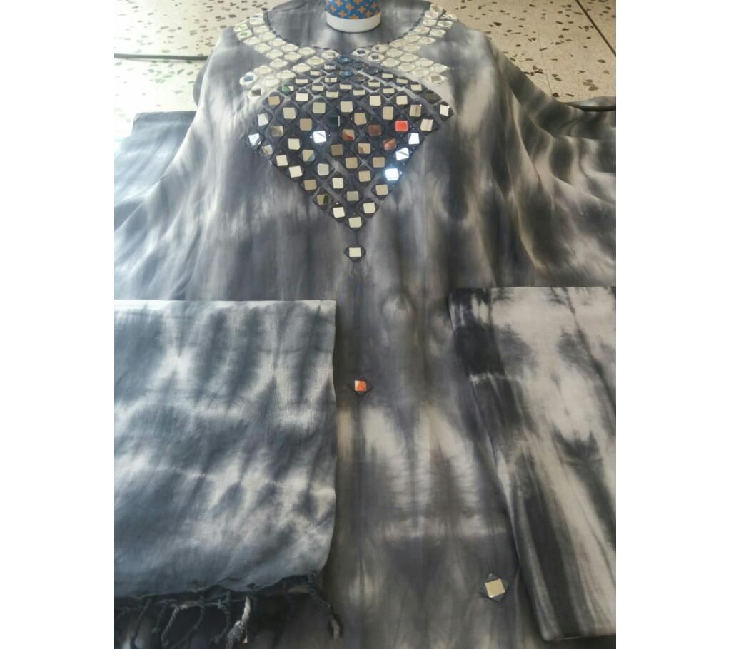 mirror work kora unstitche 3 piece