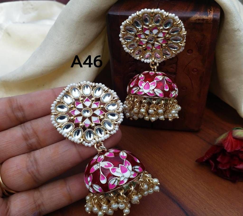 Festive Earrings - 005 - Crimson Red - A46 - AMI