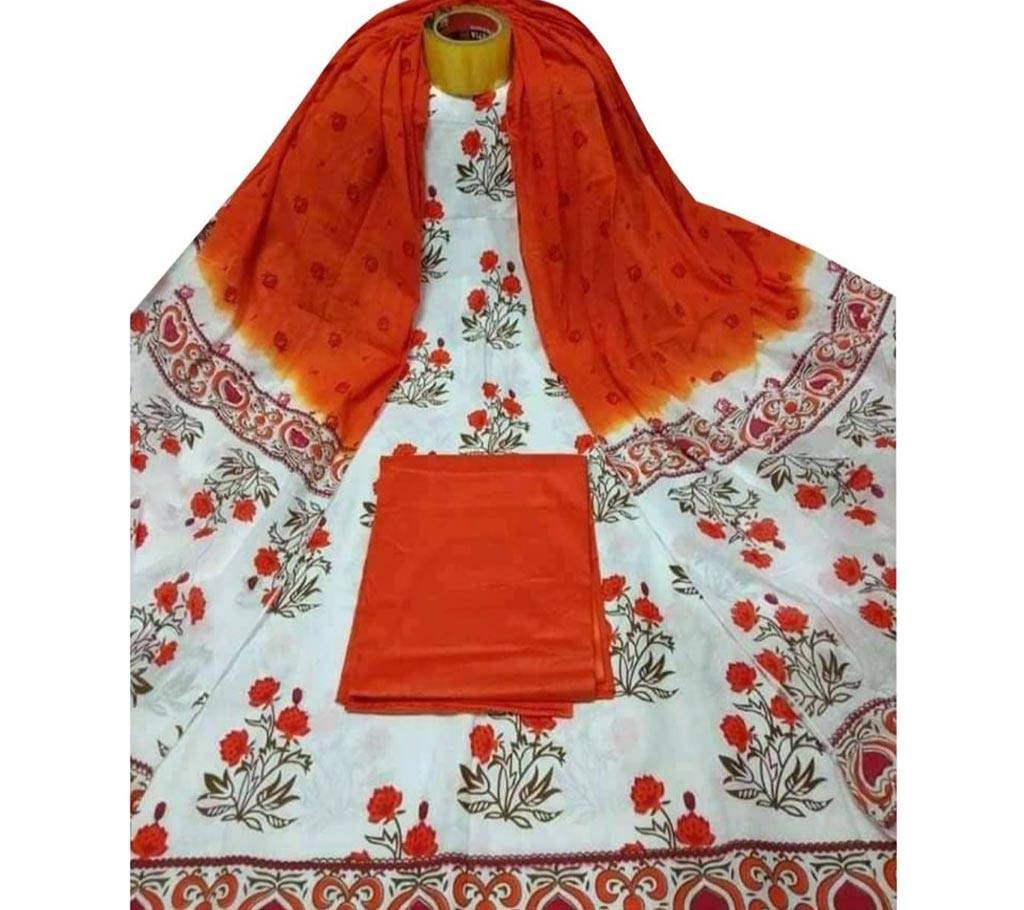 Unstitched skin printed cotton salwar kameez ST-86