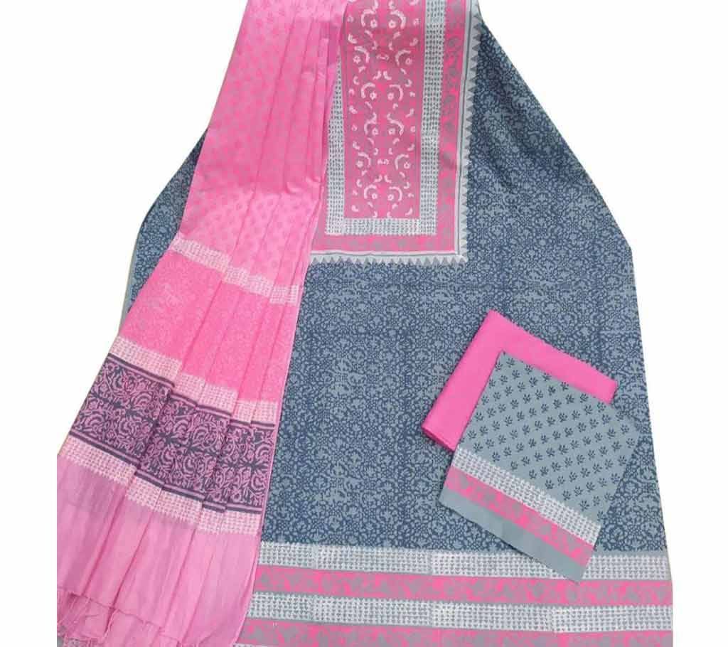 Unstitched Block Printed Cotton Salwar kameez fs-37