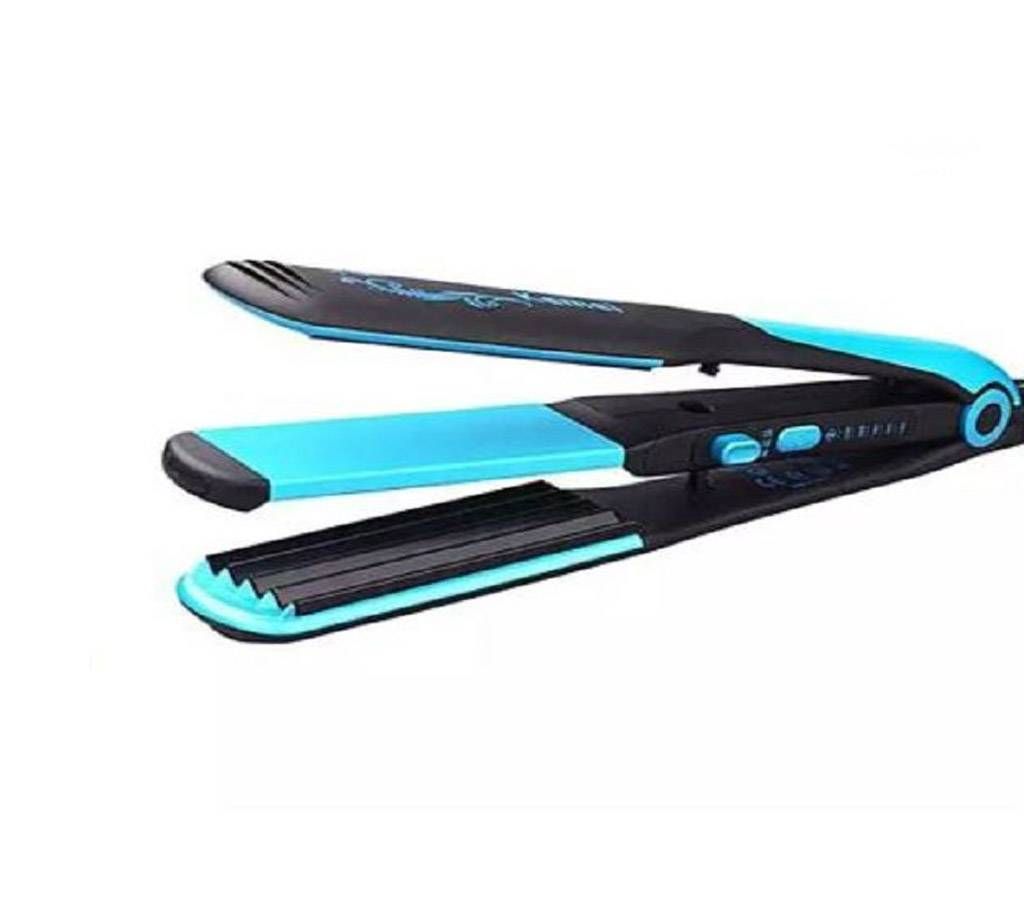 KM-2209 Dry Hair Split Volume / Straight Hair & Above Perm Straight Hair Straightener - Black and Blue