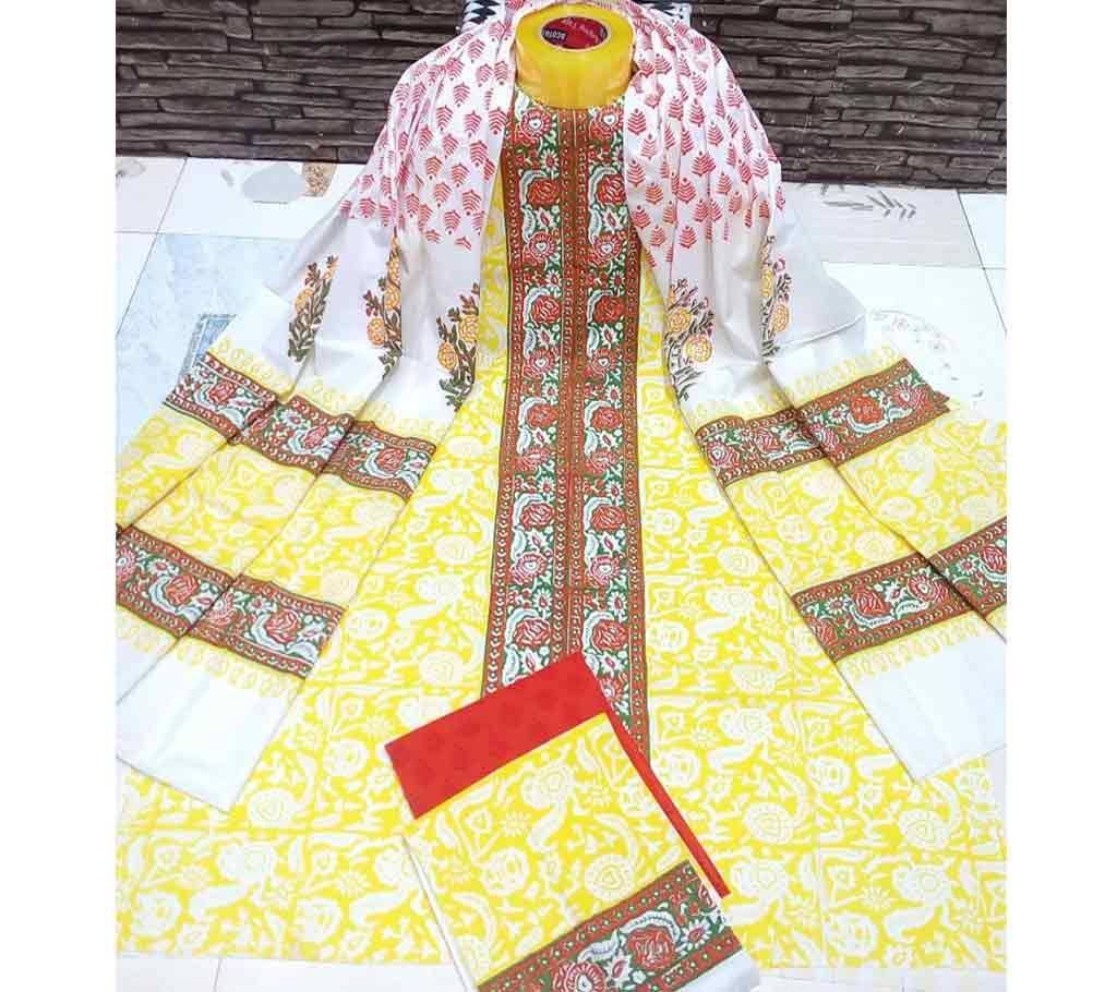 Deshi Cotton Unstitched Screen Printed 3Pcs - C49 - MHG