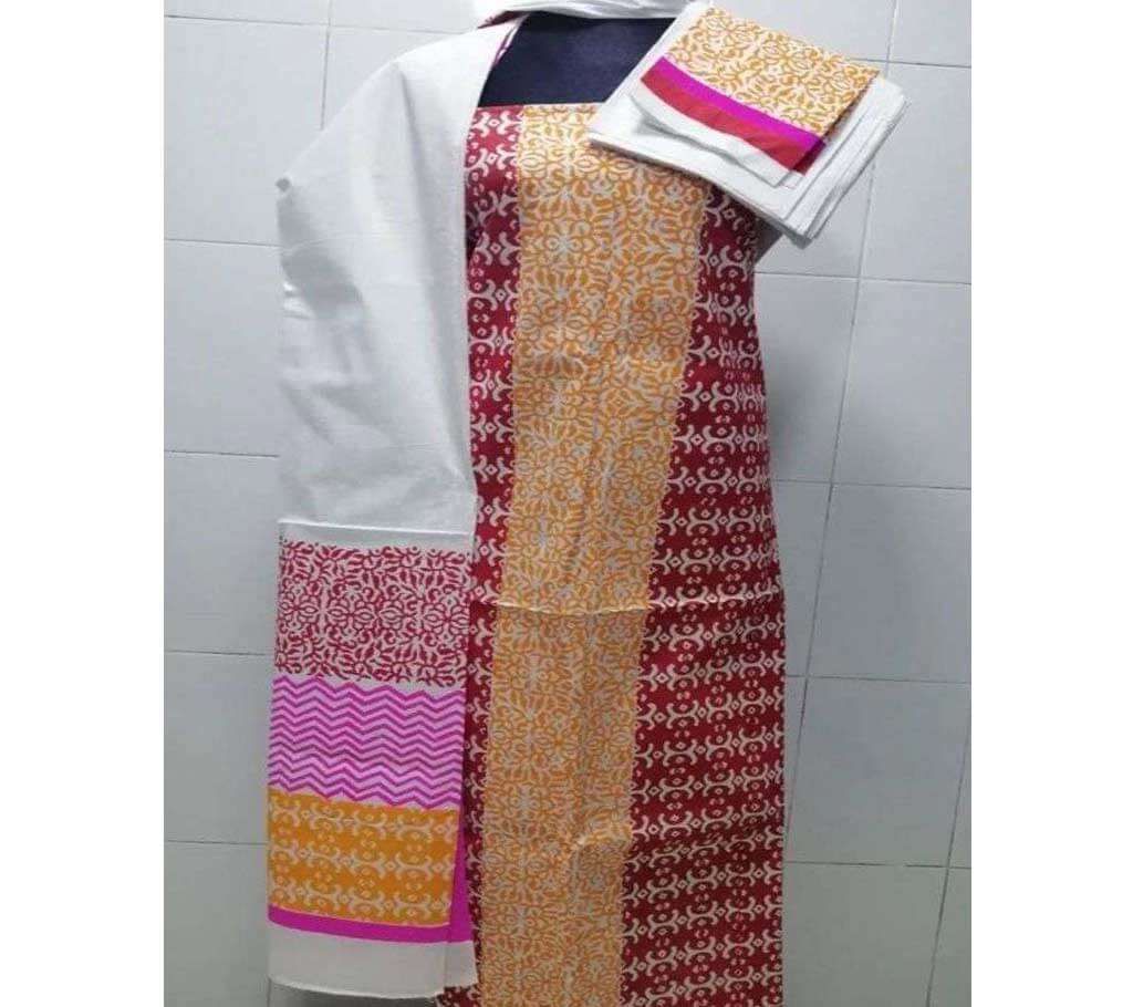 Unstitched Blocked Cotton 3Pcs - 068 - SLF