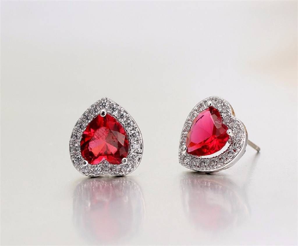 Red Peach Heart Earrings