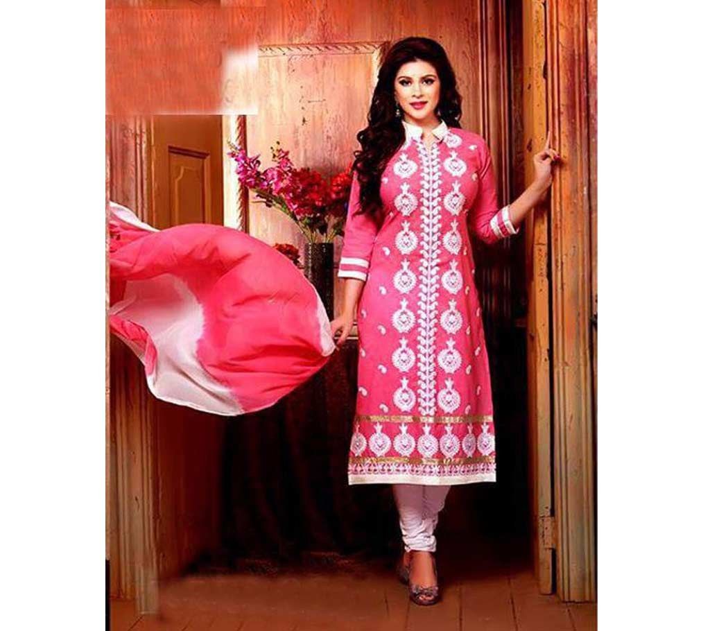 Block printed replica unstitched three piece
