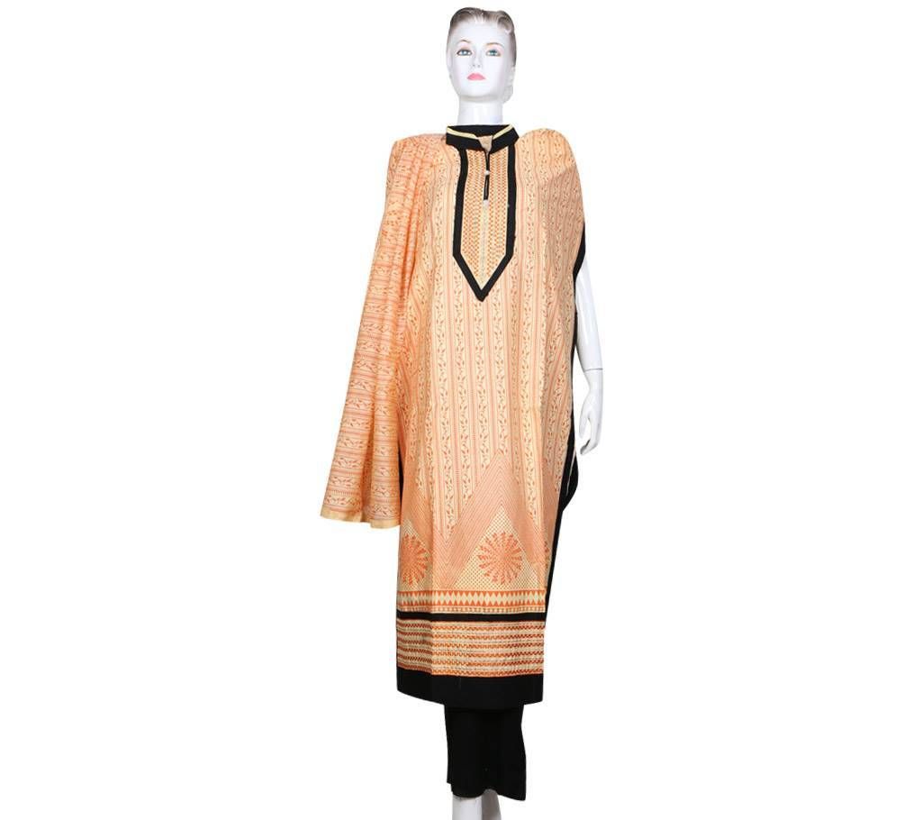 un stitched printed cotton three piece 