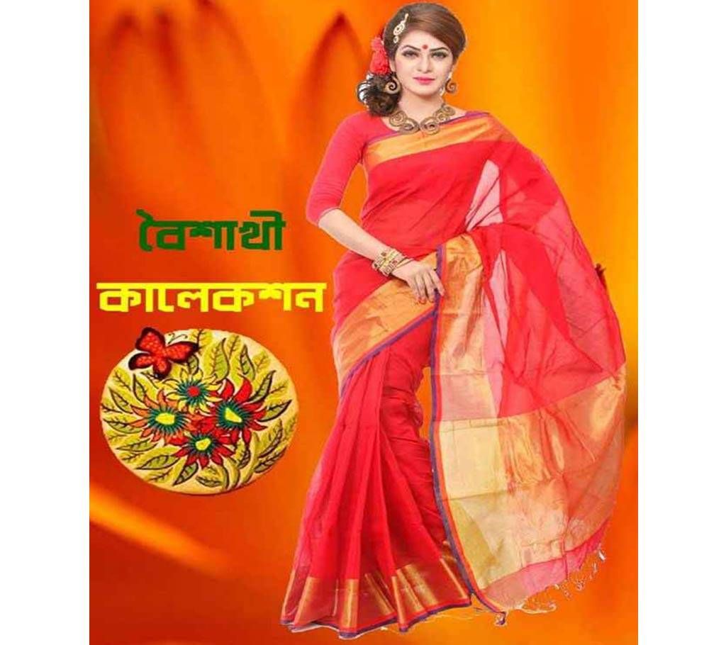 BAISHKHI Taant Cotton Sharee