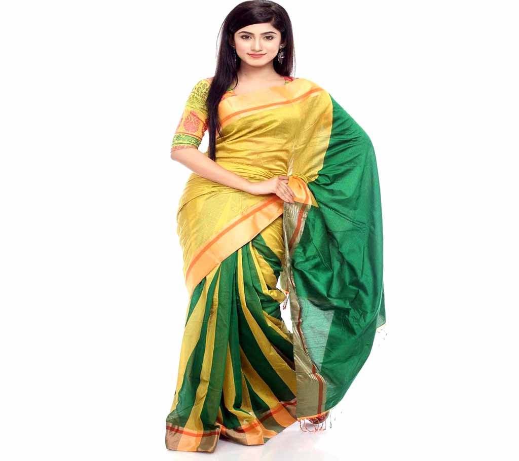 Golden and Dark Cyan Silk Sharee  
