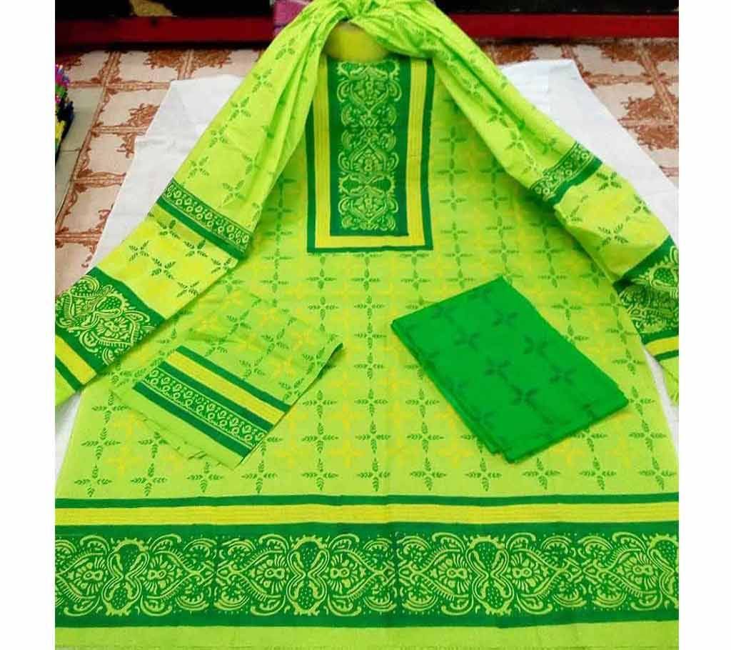 Unstitched Regular Block Design Cotton Three Piece