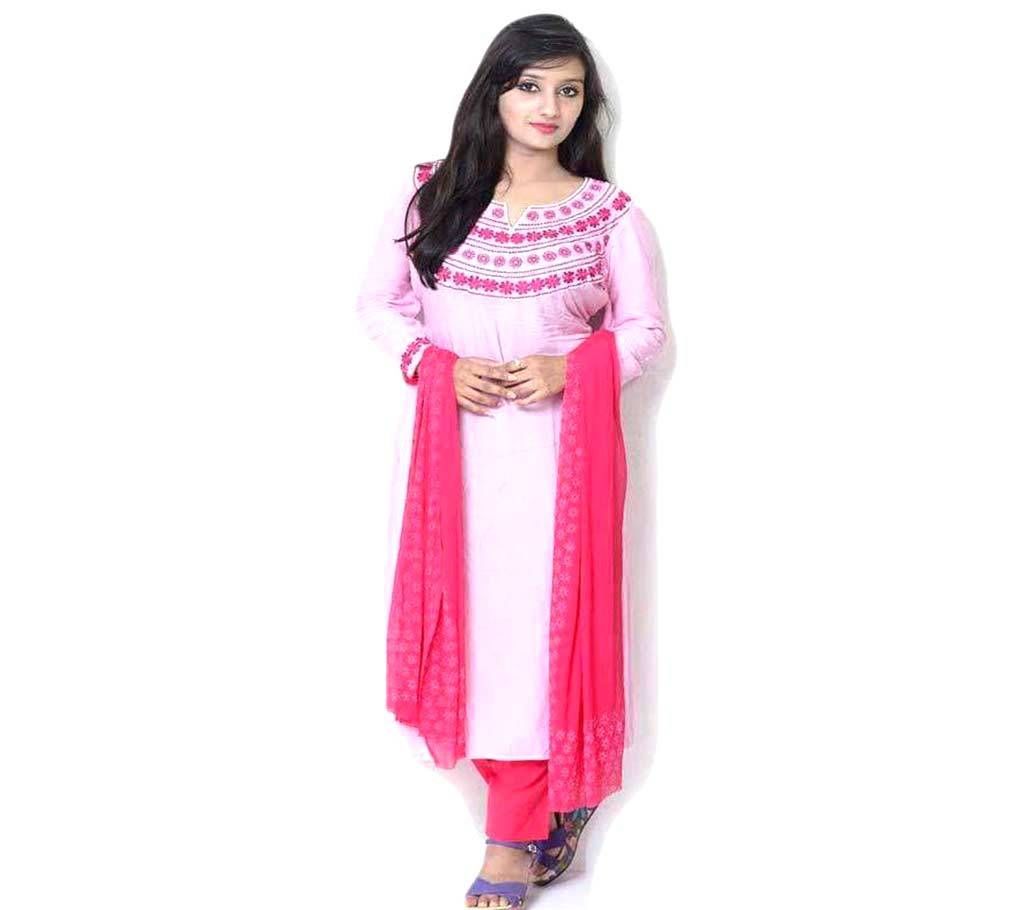 Unstitched embroidery linen three piece 