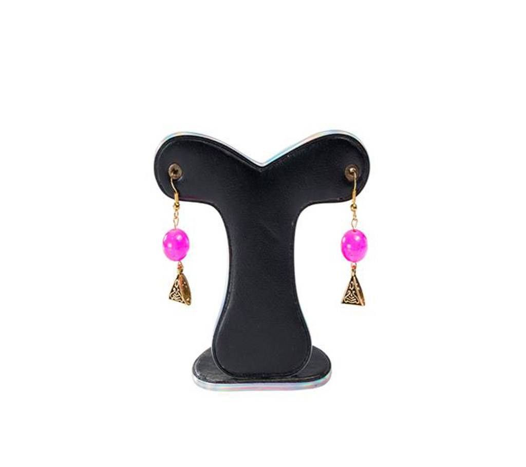 Magenta Color Artificial Pearl Earring