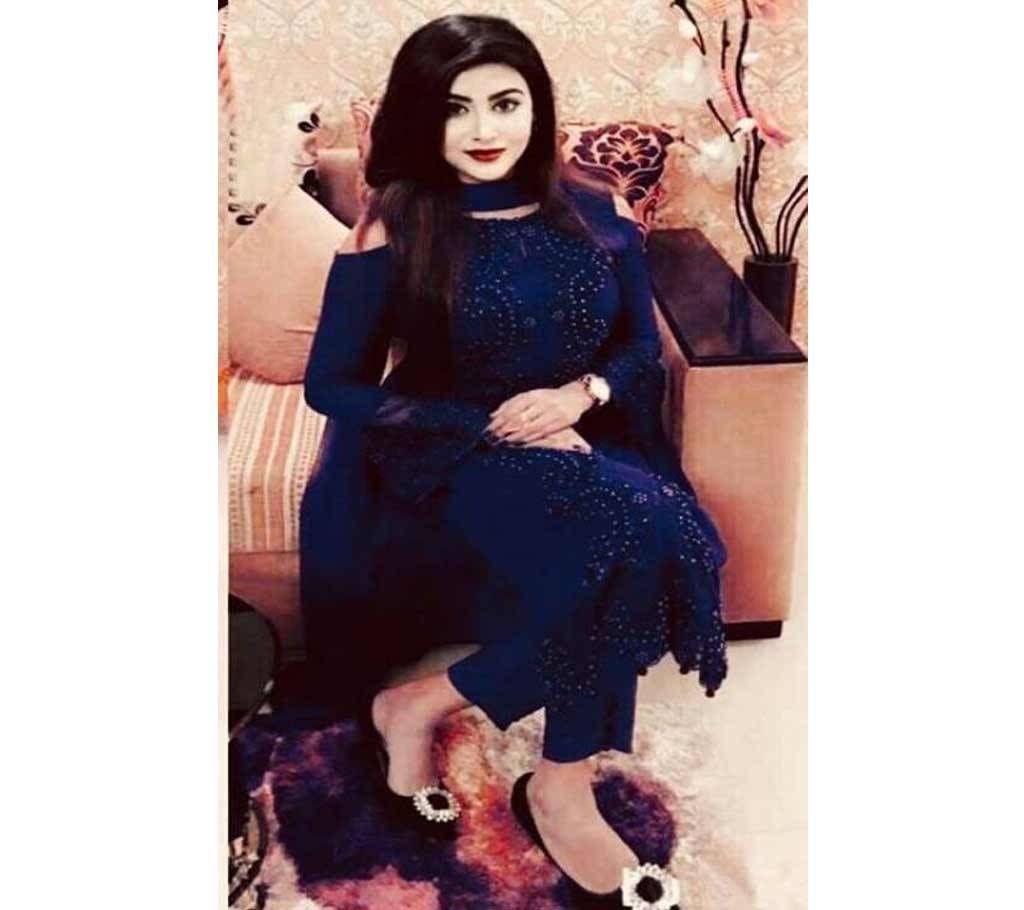 Unstitched blue Georgette with embroidery work salwar kameez suit saniya 022