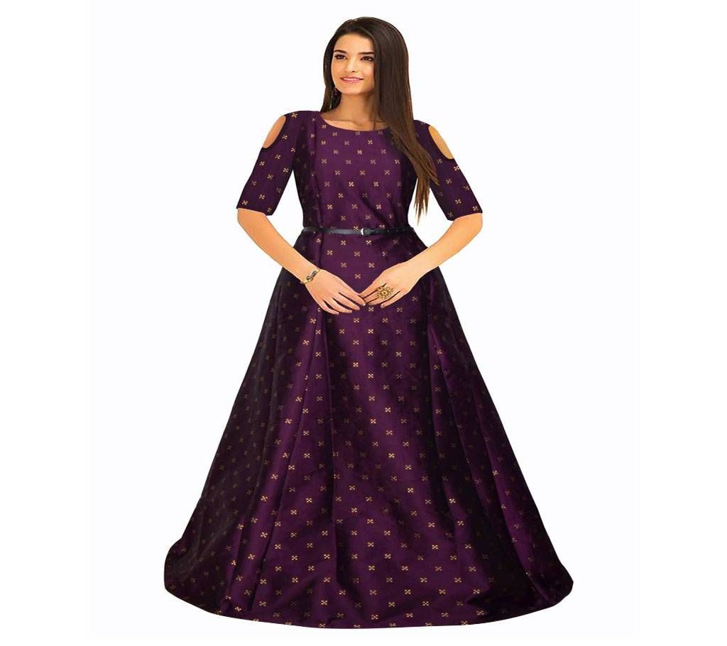 Sofiya stitched wine color gown