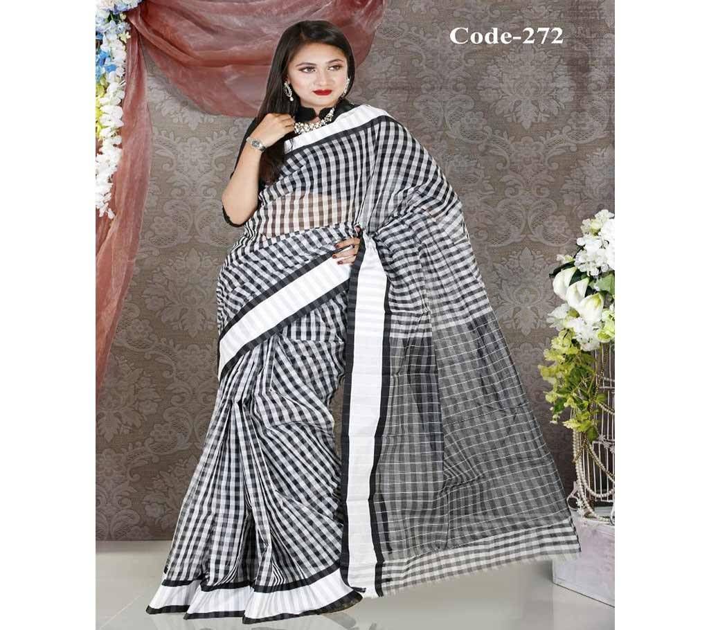 Black & White Half Silk Sharee