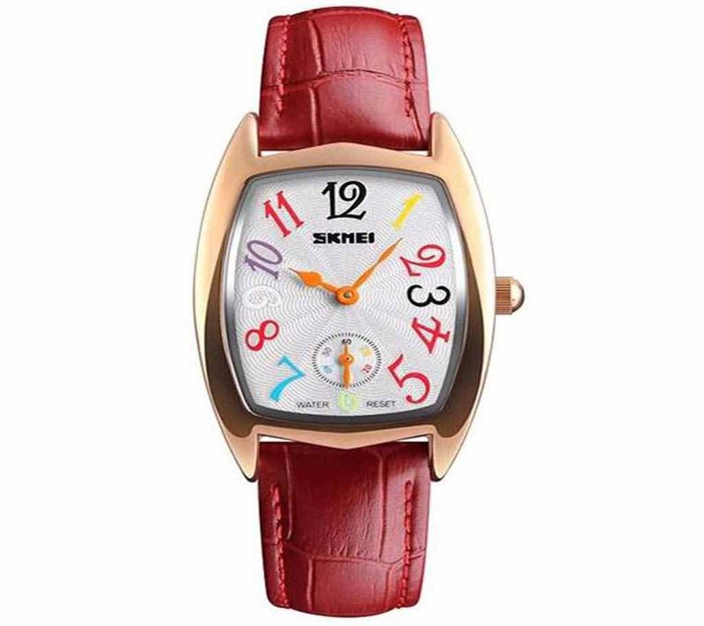 Skmei 1323 - Red Leather Wrist Watch for Women