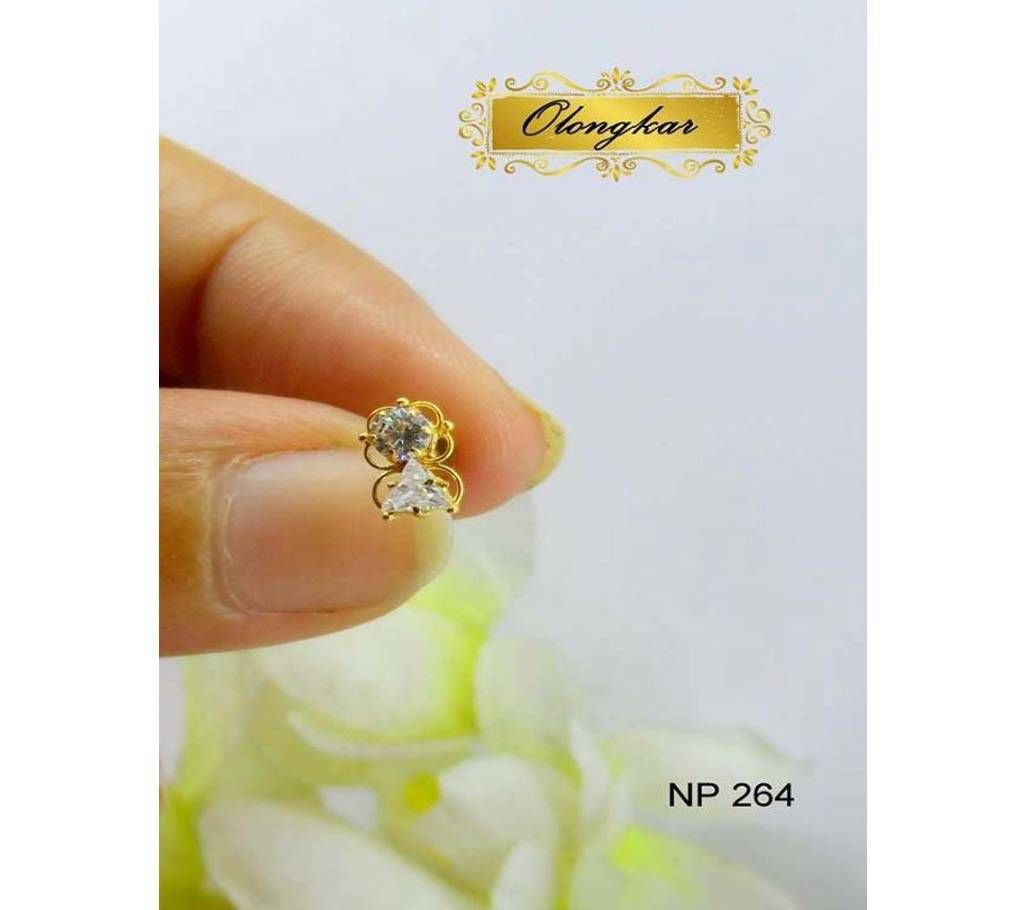 18K white Stone gold Nose pin