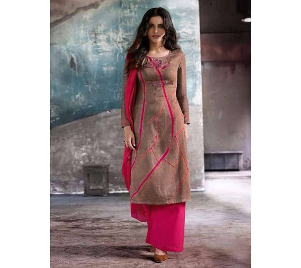 Omtex Omaira  201-A Unstitched Cotton satin Suit