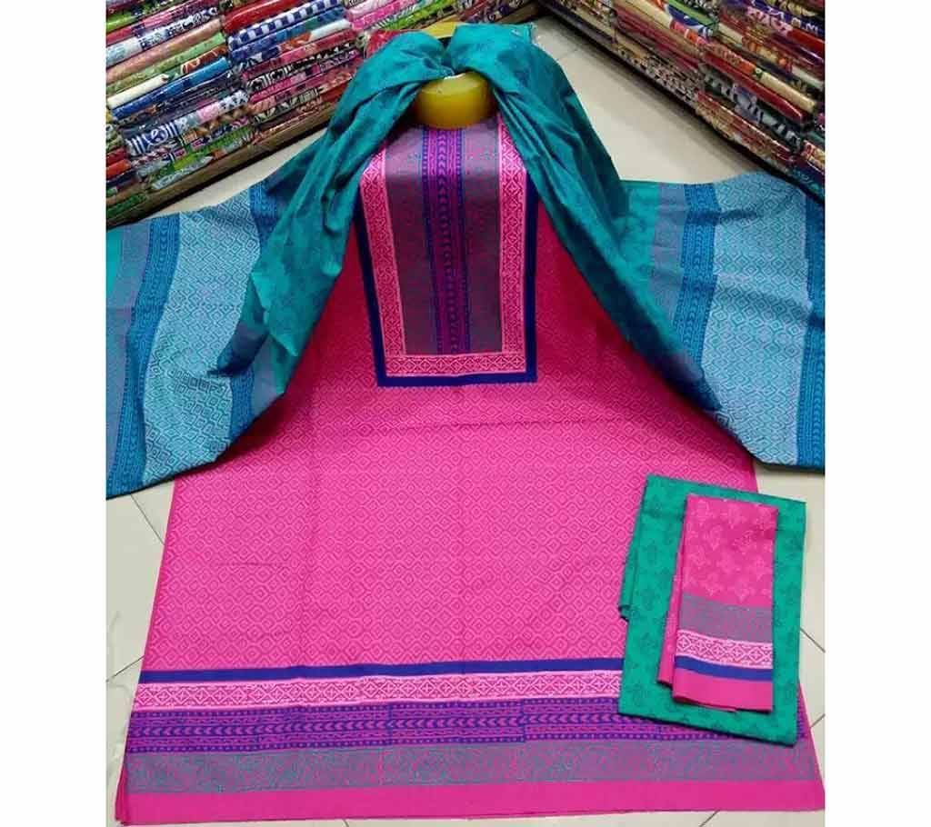 Un stitched cotton block printed dress 