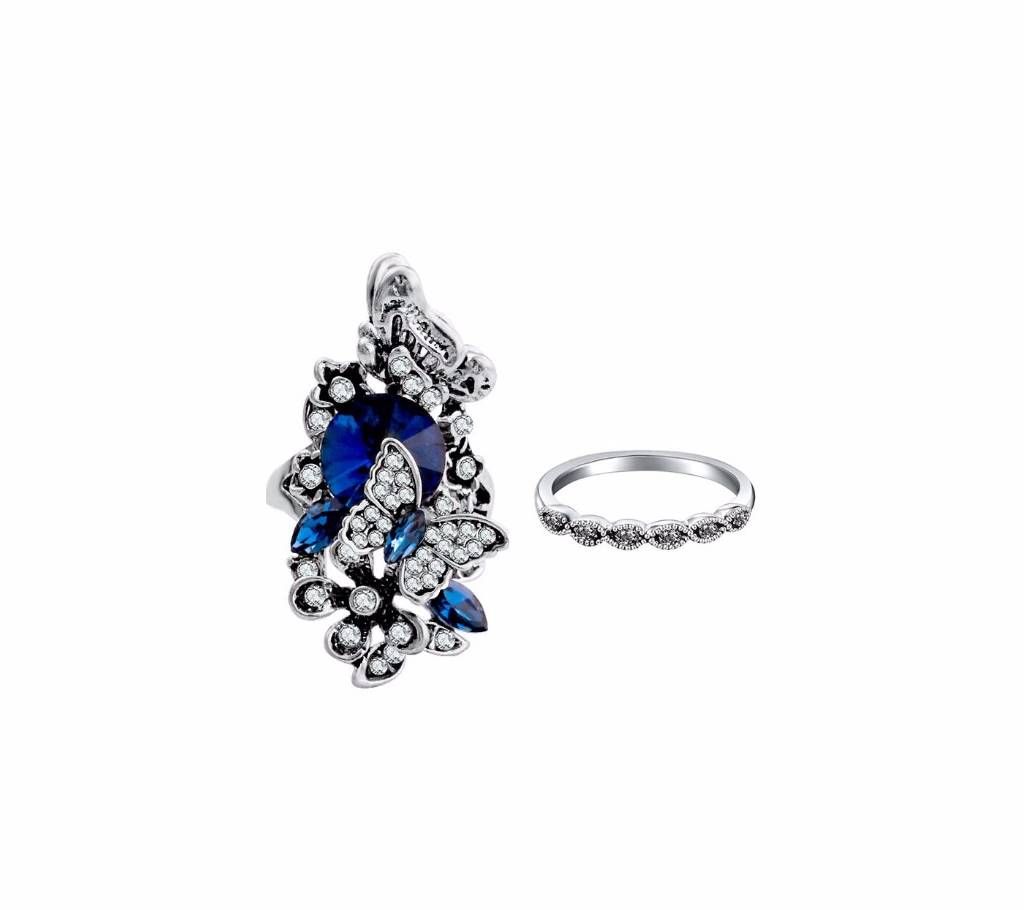 2PCS Vintage Butterfly Statement Rings