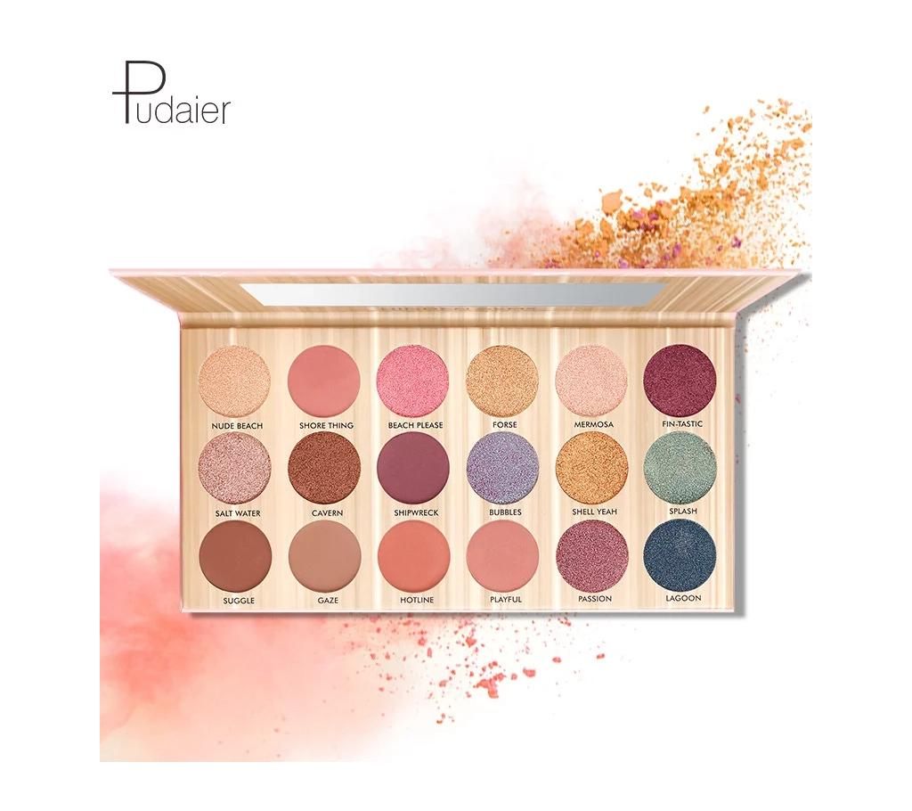 Pudaier 18 Colors Eyeshadow Palette Waterproof Matte Glitter Metallic Eyeshadow Collection