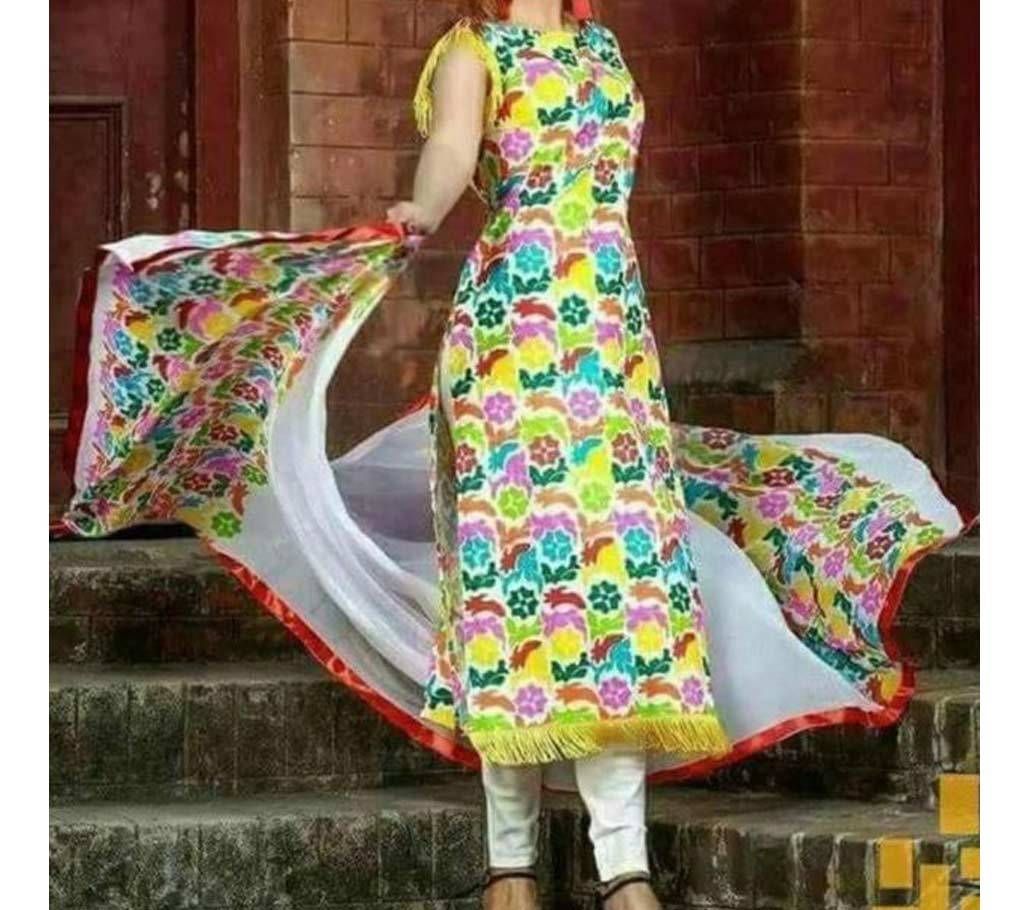 Unstitched Light Green Cotton Salwar Kameez for Women