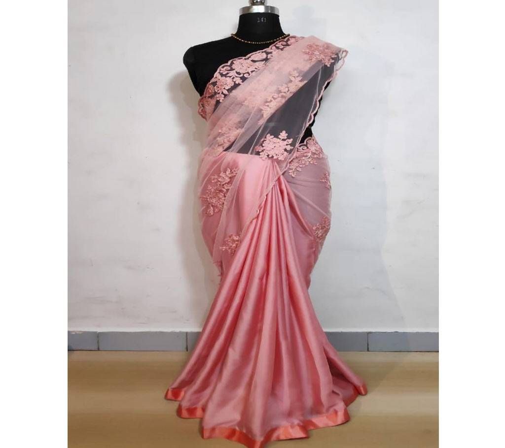 Heavy net worked Saree  with blouse piece 