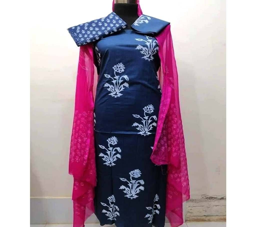 Deshi Cotton Block Unstitched 3Pcs - 04 - MHG