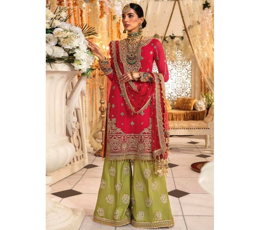 anaya Fabric Georgette Embroidery Three piece For Women 