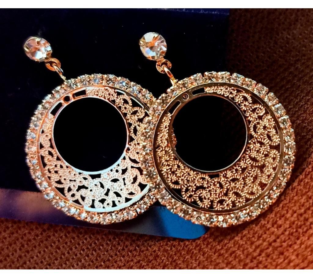 Metal Round Shape Party Earring For Women 