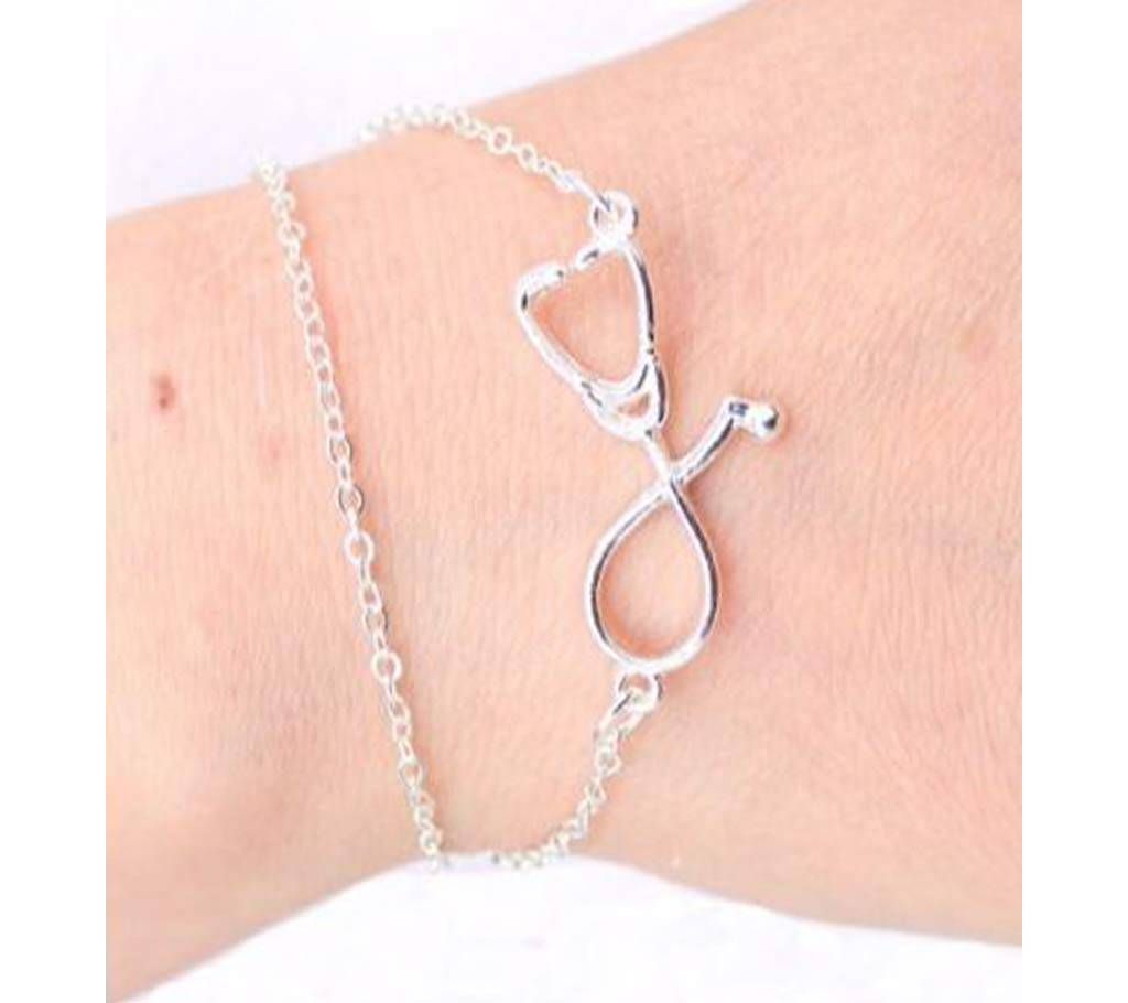 Adjustable Double Layer Medical Shape silver color Bracelets