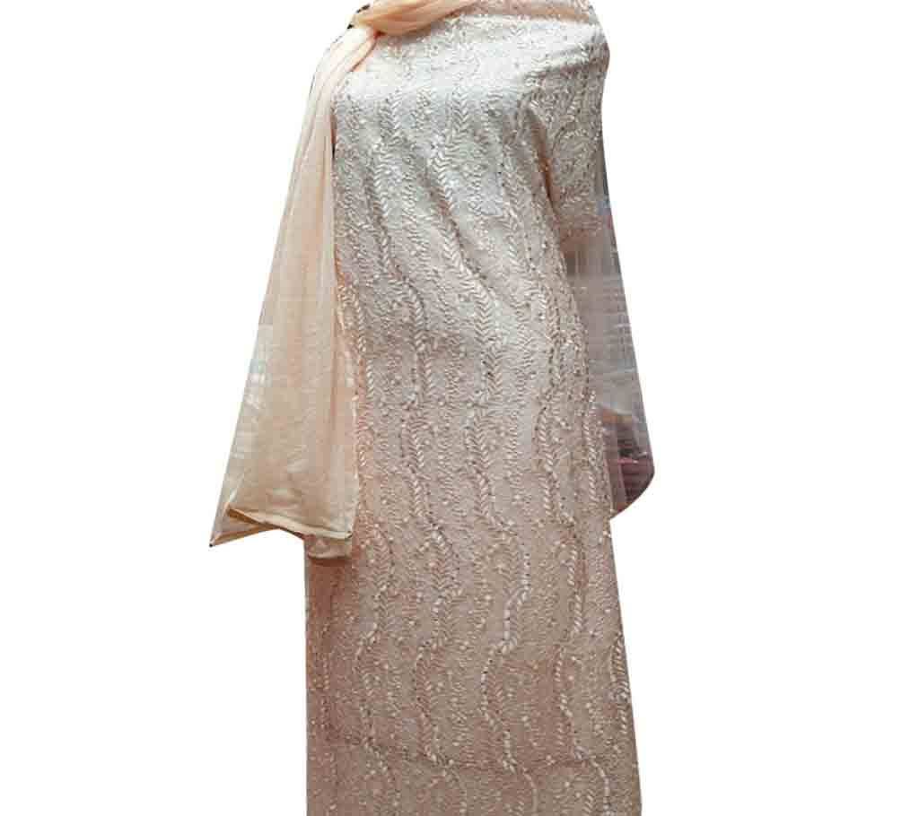 High Fabric Embroidered Cotton Net Unstitched 3 Piece(With inner)-N13